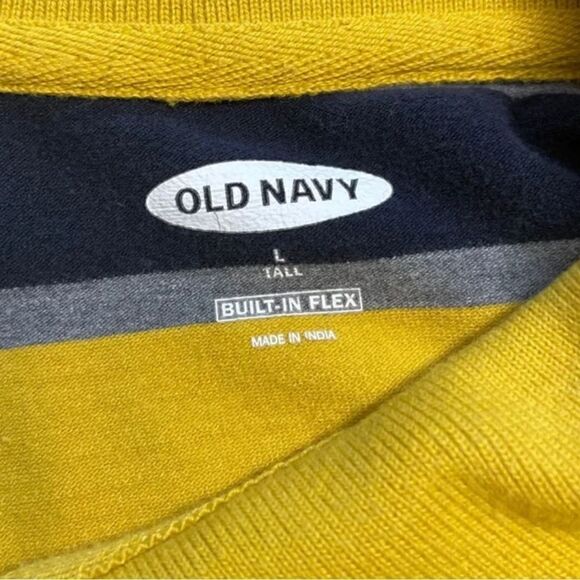 Old Navy Yellow & Blue Stripes Casual Short Sleeve Shirt Men’s Large Tall EPC - Picture 4 of 6